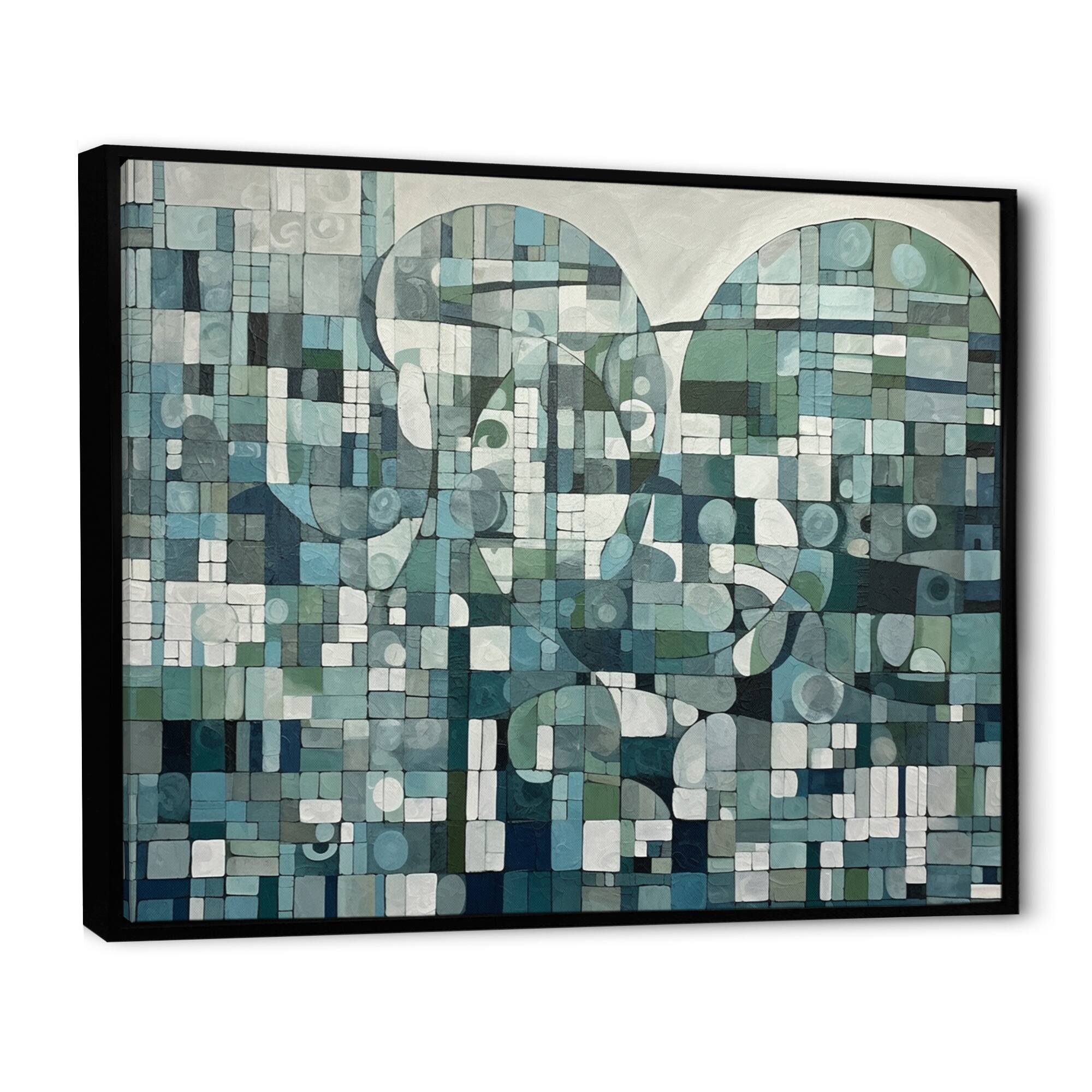 Designart "Blue And Green Bohemian Medley" Boho Mosaic Framed Canvas Art Print Bed Bath